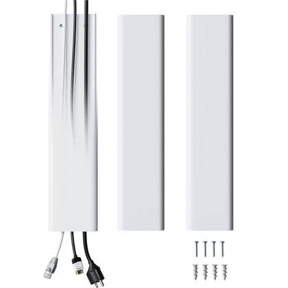 ECHOGEAR TV cord hider conceals 6+ cables behind a wall-mounted TV.