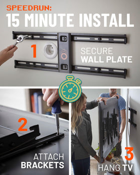 ECHOGEAR mounted TV in living room for clean space-saving benefit