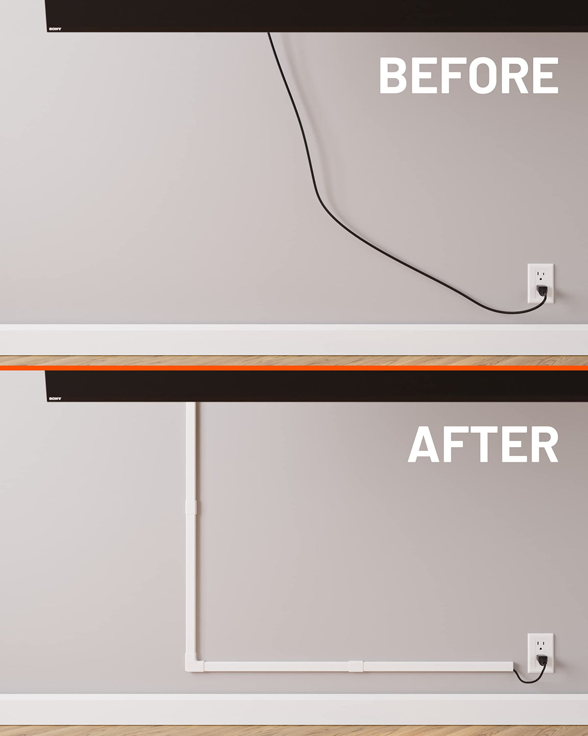 ECHOGEAR TV setup wiring keeps entertainment area tidy and accessible