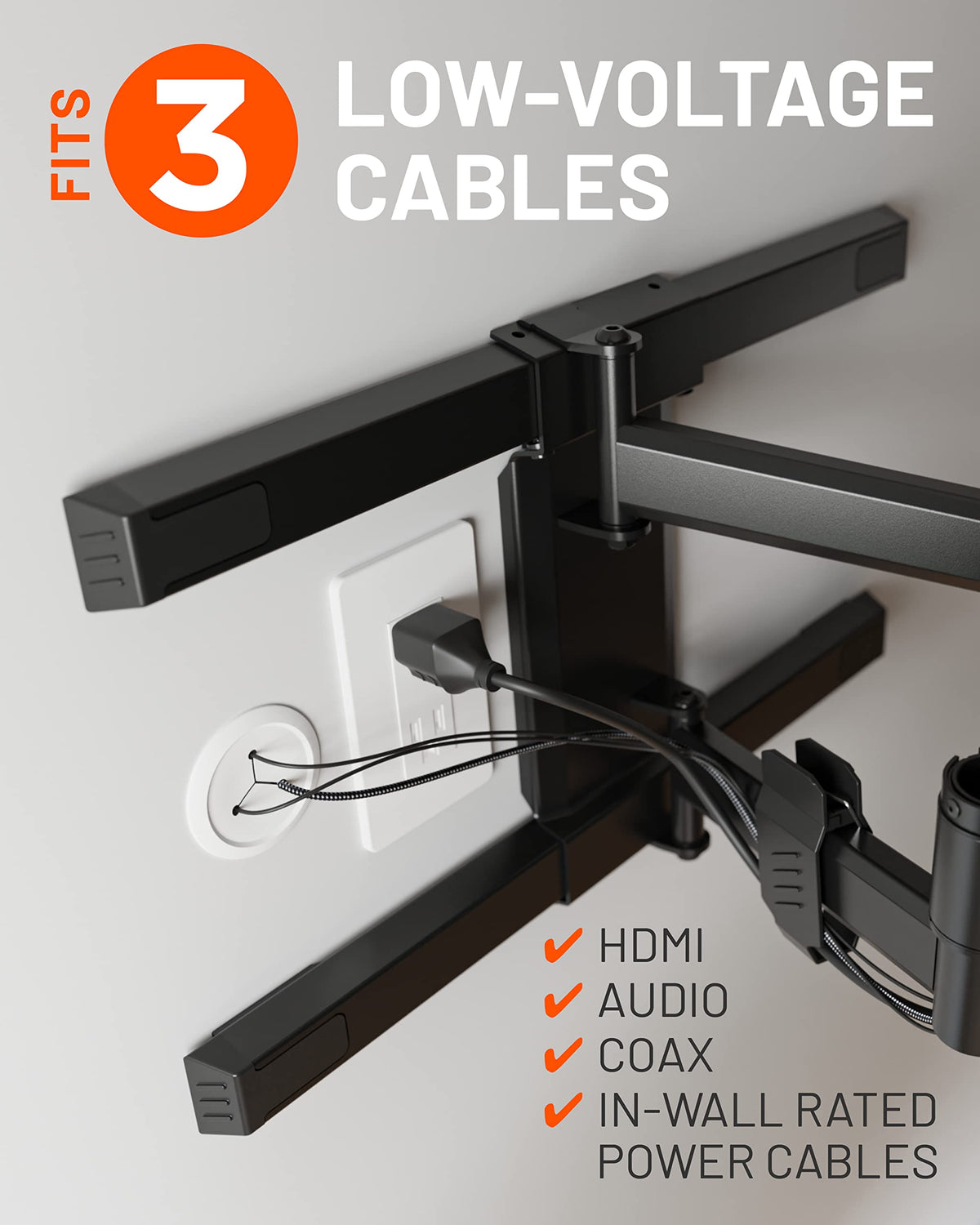 ECHOGEAR compact wall-profile cable hider mounted flush to wall