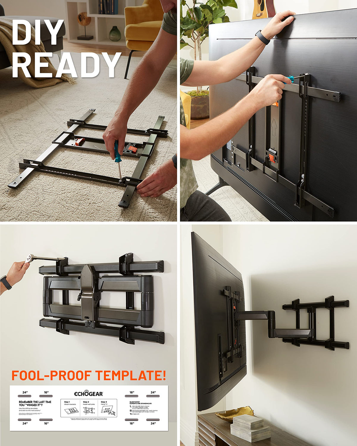 ECHOGEAR optional adjustment handles enabling screen moves without touching display benefit