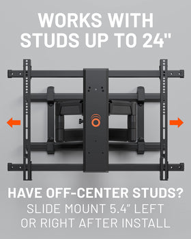 ECHOGEAR mount with person for scale showing support for large TVs benefit