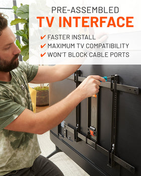 ECHOGEAR mounted large TV in living room highlighting clean aesthetic benefit