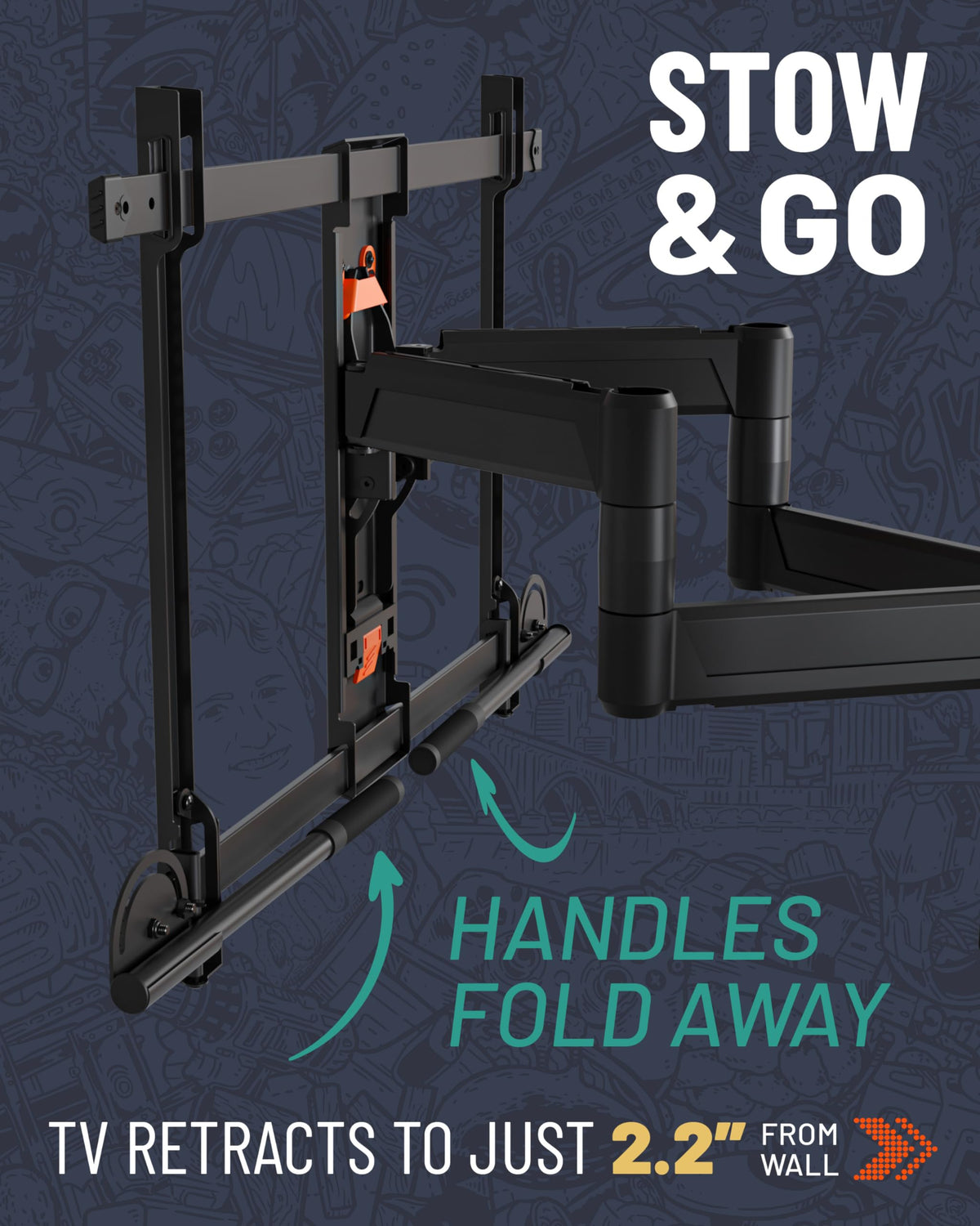ECHOGEAR XL wall mount supports wood studs up to 24 inches apart.