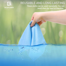 Eco-Fused microfiber cloth used on a camera lens to reduce smudges.