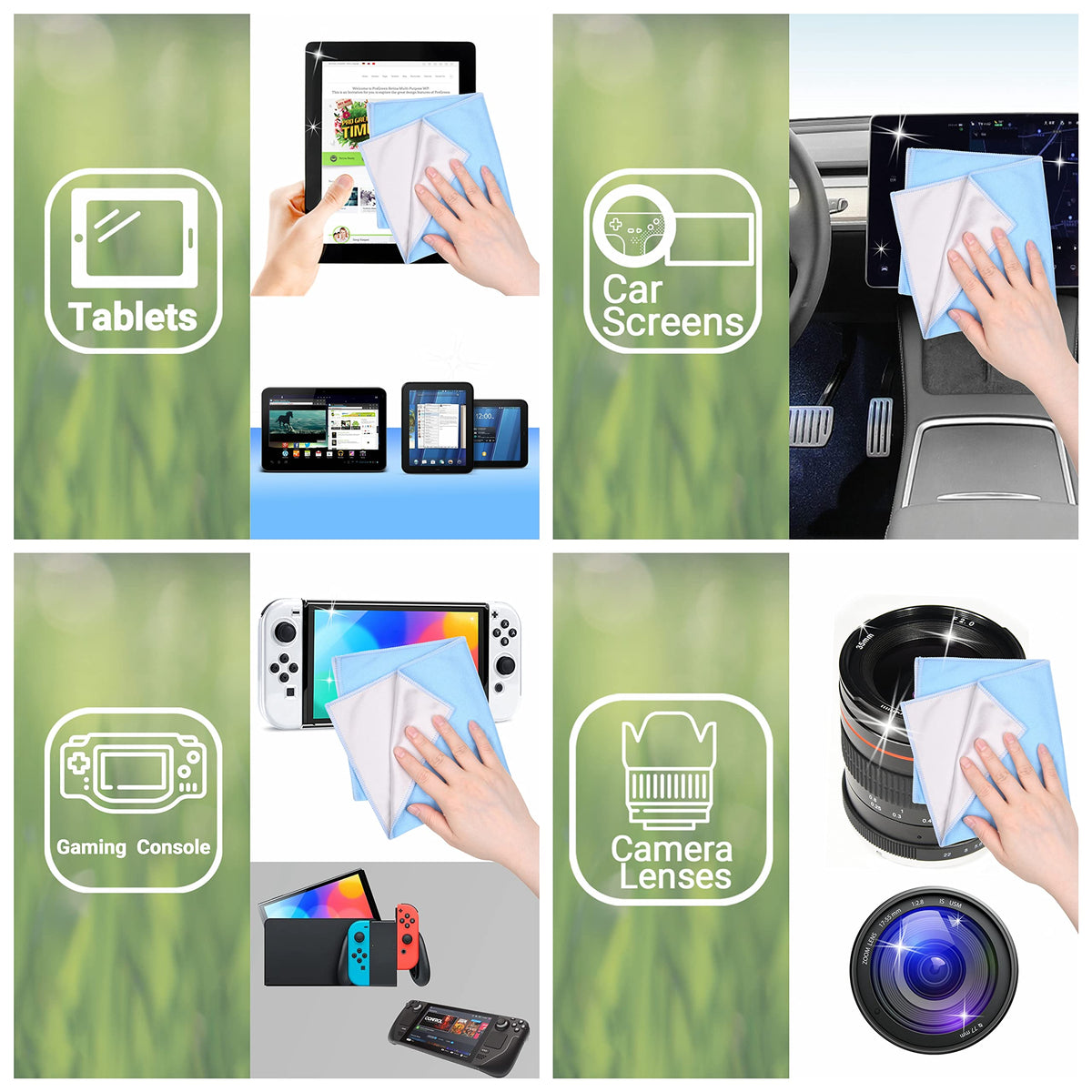 Eco-Fused reusable cleaning cloths ready for multiple uses with electronics care.