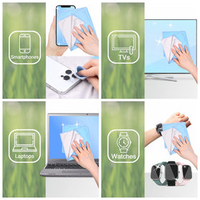 Eco-Fused cloth wiping fingerprints from TV and monitor screens.
