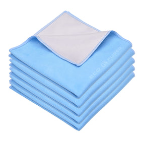 Eco-Fused microfiber cloths on a flat lay for screen cleaning and dust removal.