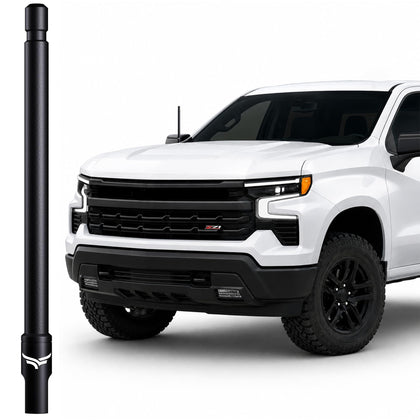 EcoAuto 8-inch short antenna with universal fit improves style and AM/FM reception.