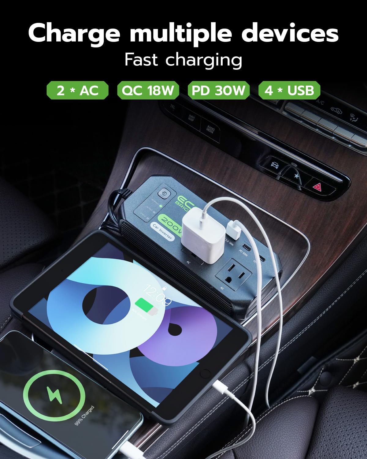 EcoBright compact design inverter that fits in a glove compartment.