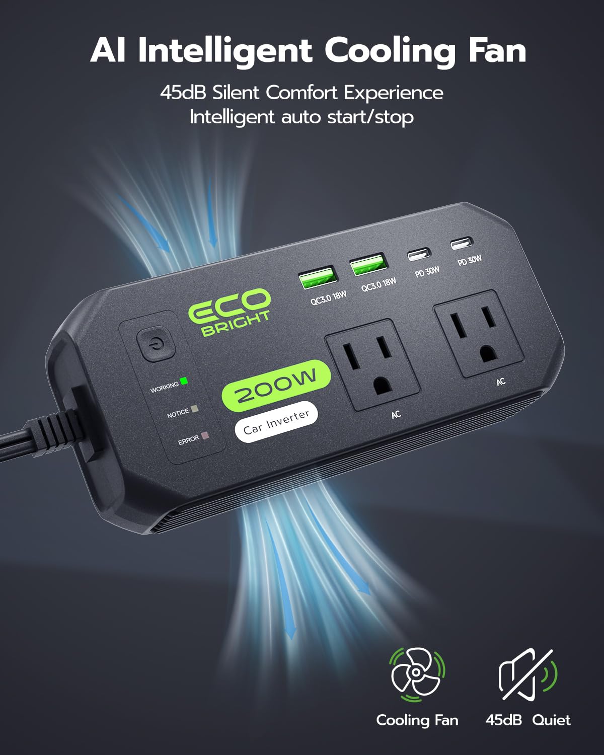 EcoBright LED status indicator shows operation at a glance.