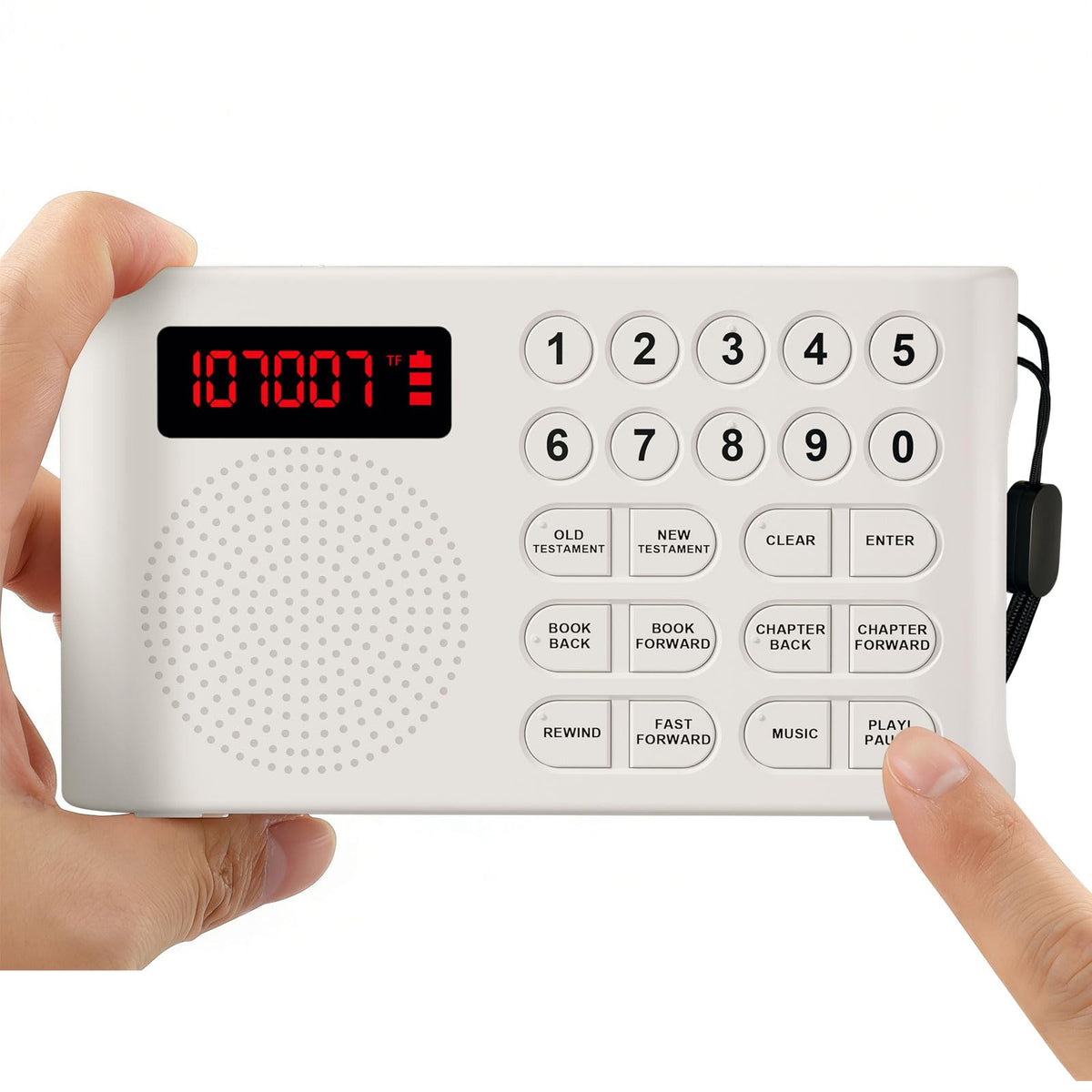 EcoGlyxia player front view showing controls and clear benefit of easy operation