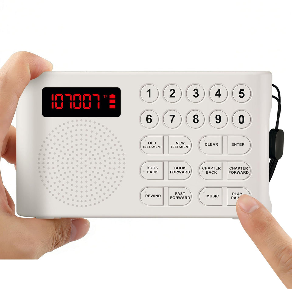 EcoGlyxia player front view showing controls and clear benefit of easy operation