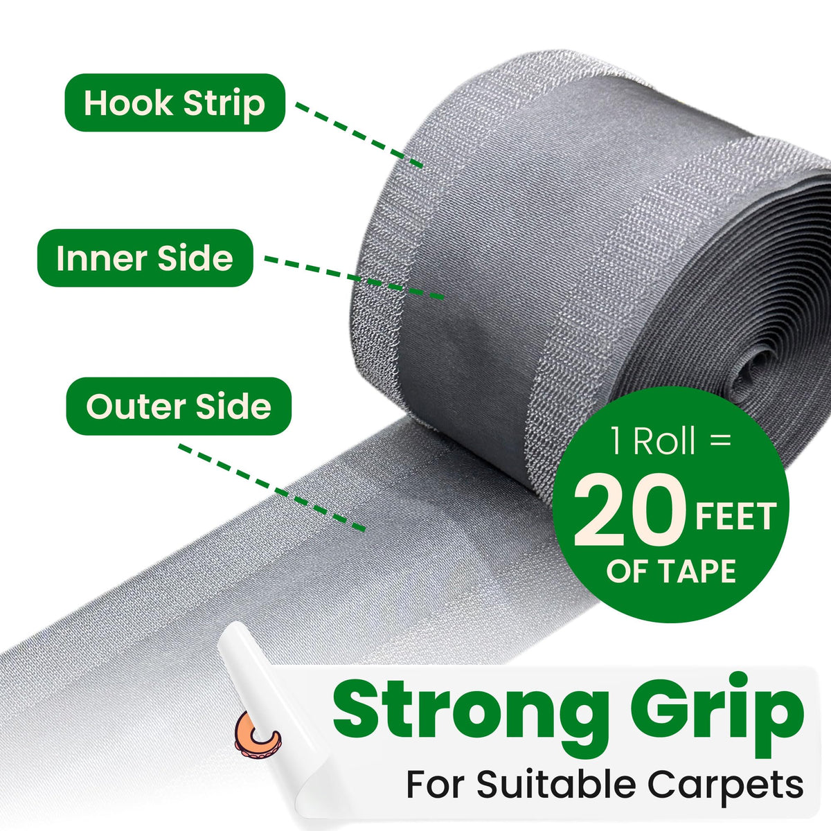 ECOHomes grey cord cover blends with carpet shades for discreet organization.
