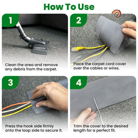 Close look at hook-and-loop attachment securing ECOHomes cord cover.