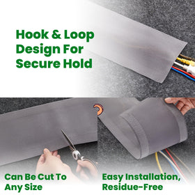 ECOHomes low-profile grey cord cover enhances discreet cable management on carpet