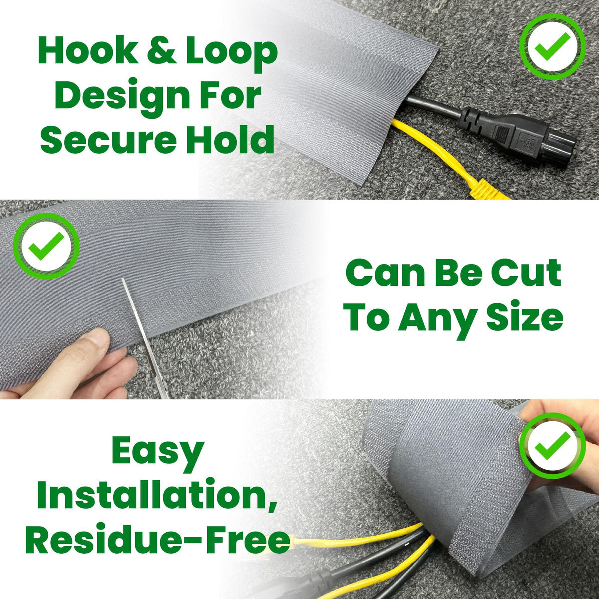 ECOHomes-grey carpet cord cover provides a flat surface easy to clean.