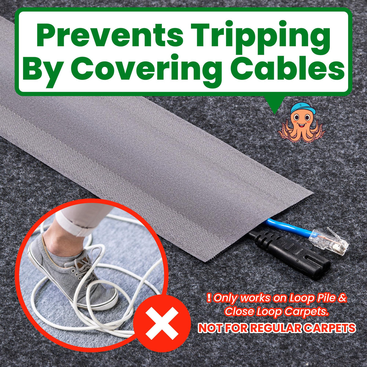 ECOHomes low-profile cord hide blends with loop-pile carpets for tidy rooms.