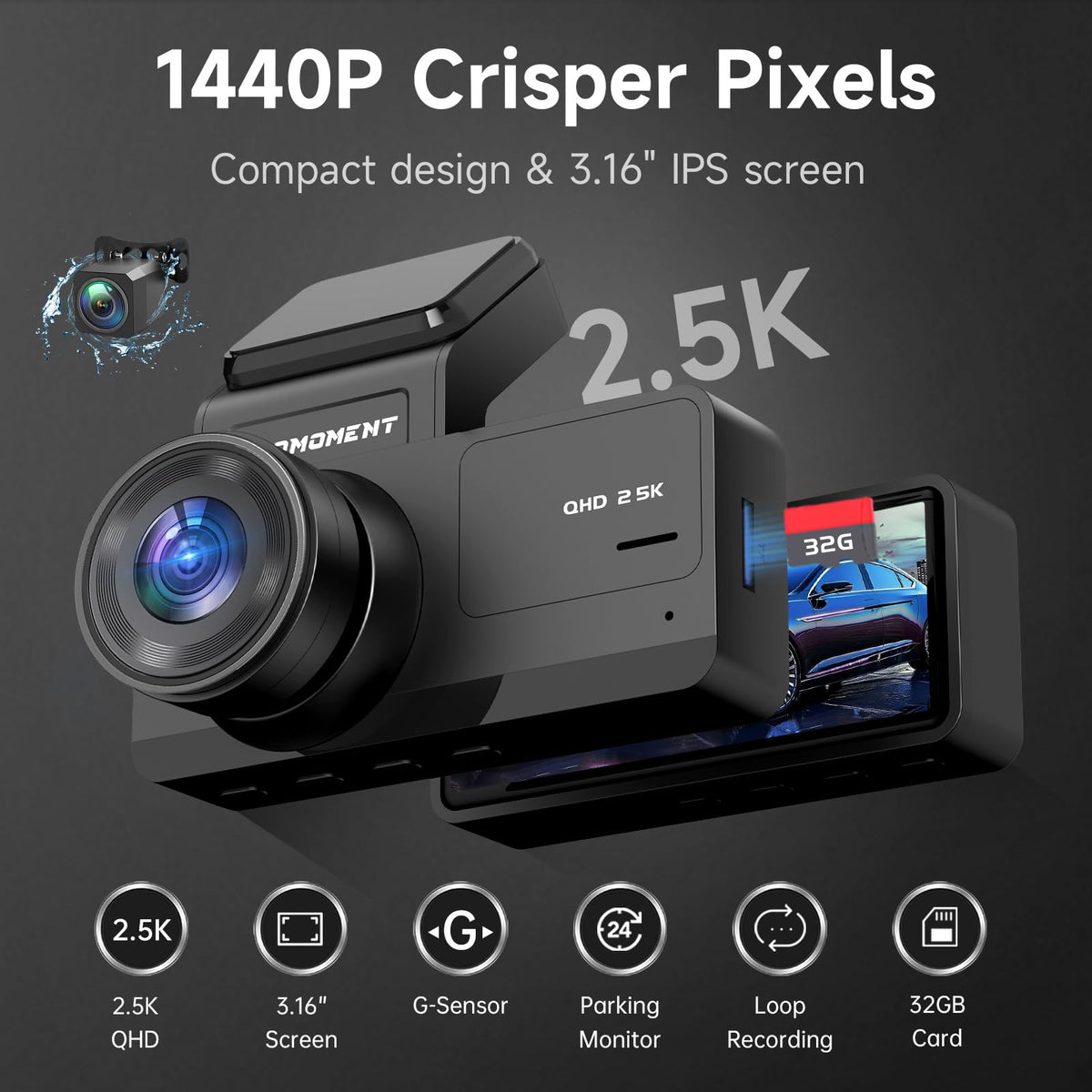 ecomoment rear camera close-up highlighting compact design and coverage