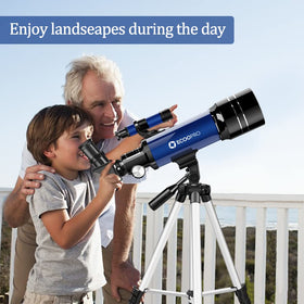 ECOOPRO telescope adjustable tripod provides stable viewing at any height.