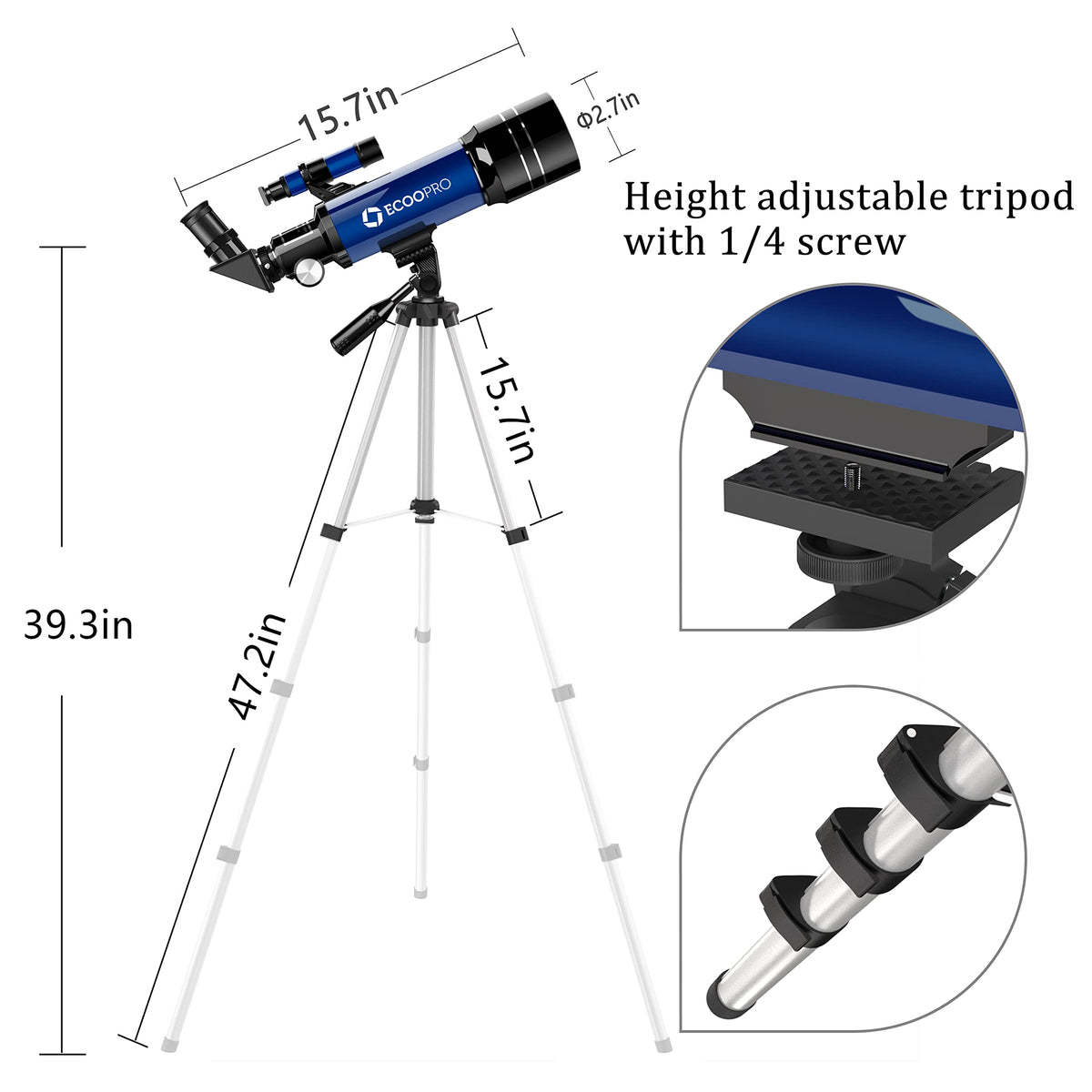 ECOOPRO telescope day-and-night versatility supports birding and lunar viewing.