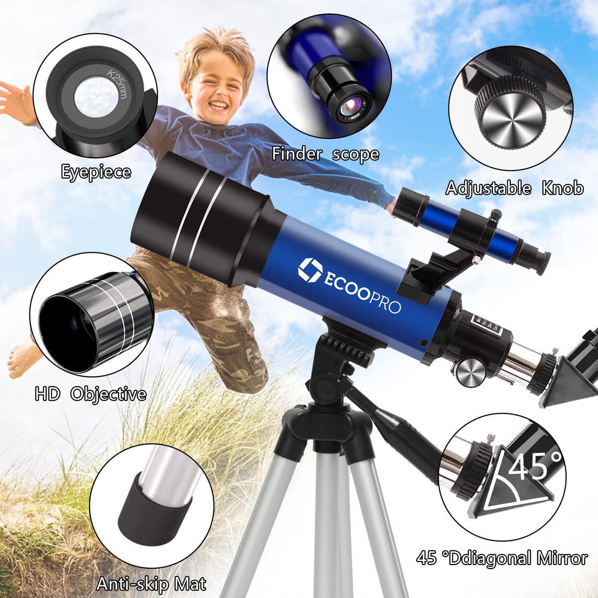 ECOOPRO telescope eyepieces K25K10 offer versatile magnification options.