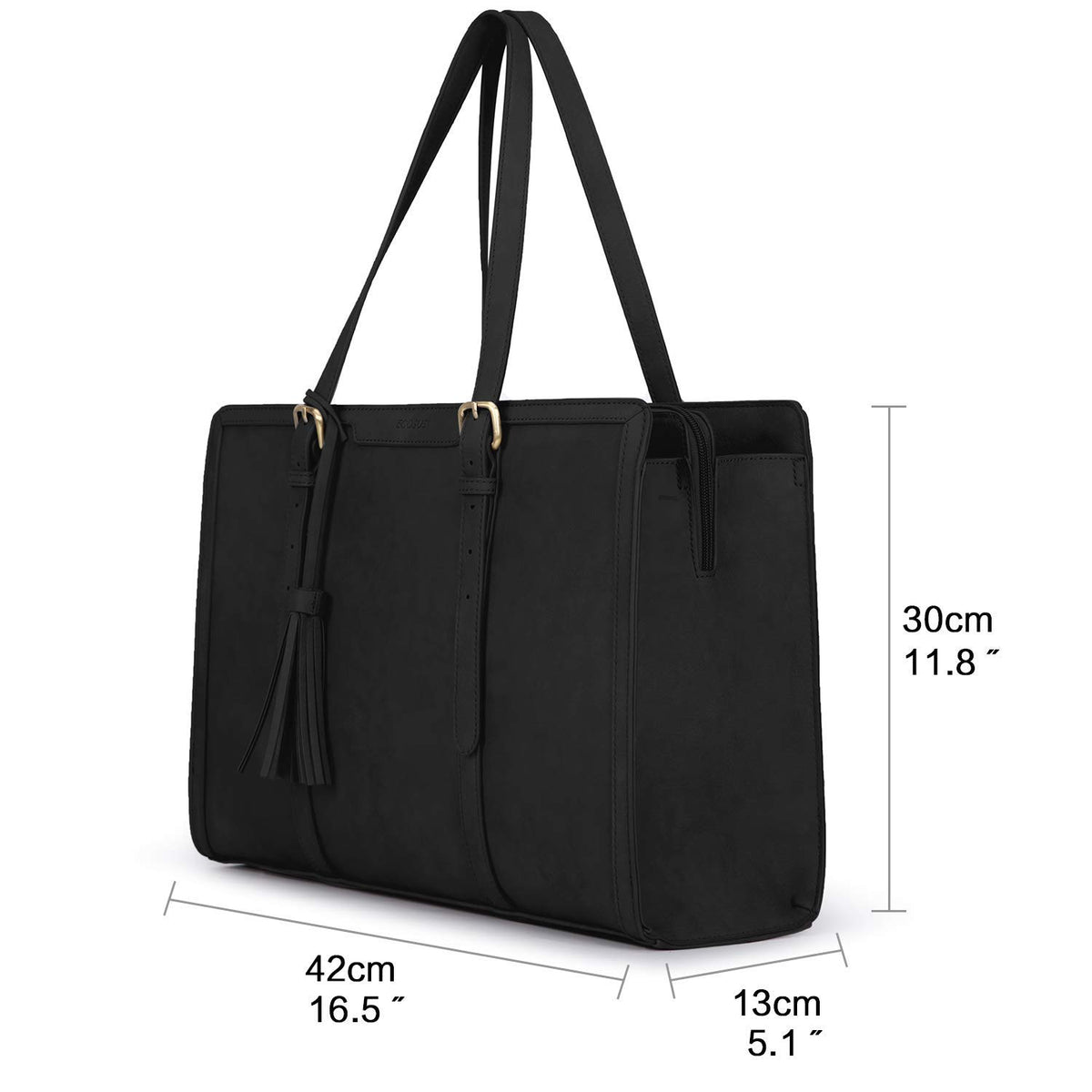 ECOSUSI tote in use on commute with laptop and accessories neatly packed