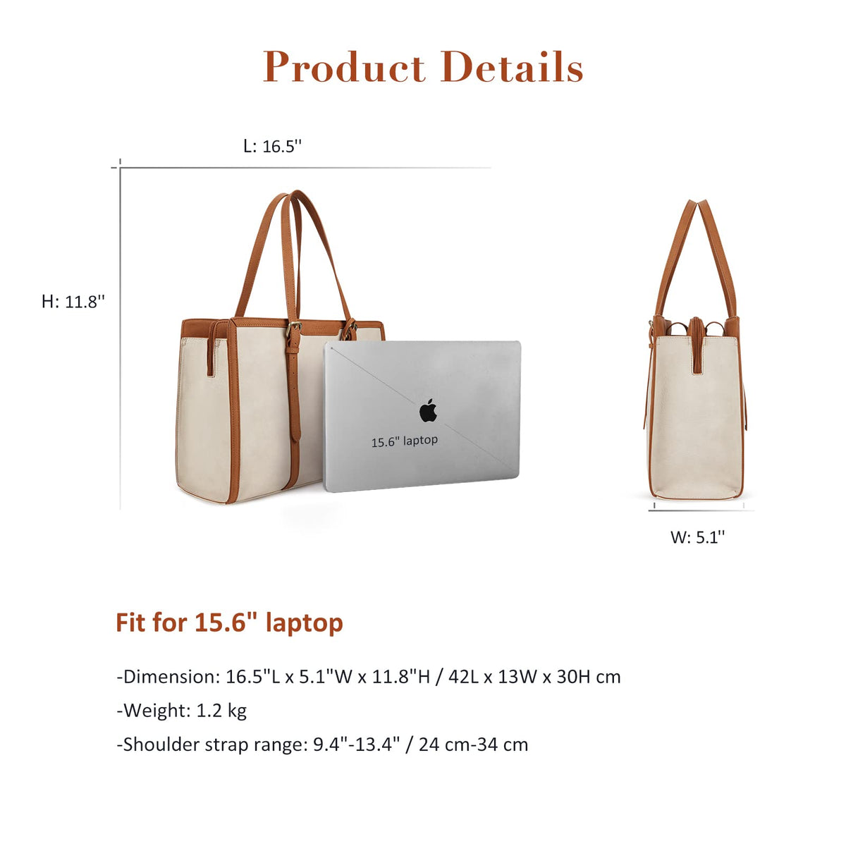 ECOSUSI laptop bag dimensions 42x13x30 cm support versatile daily use