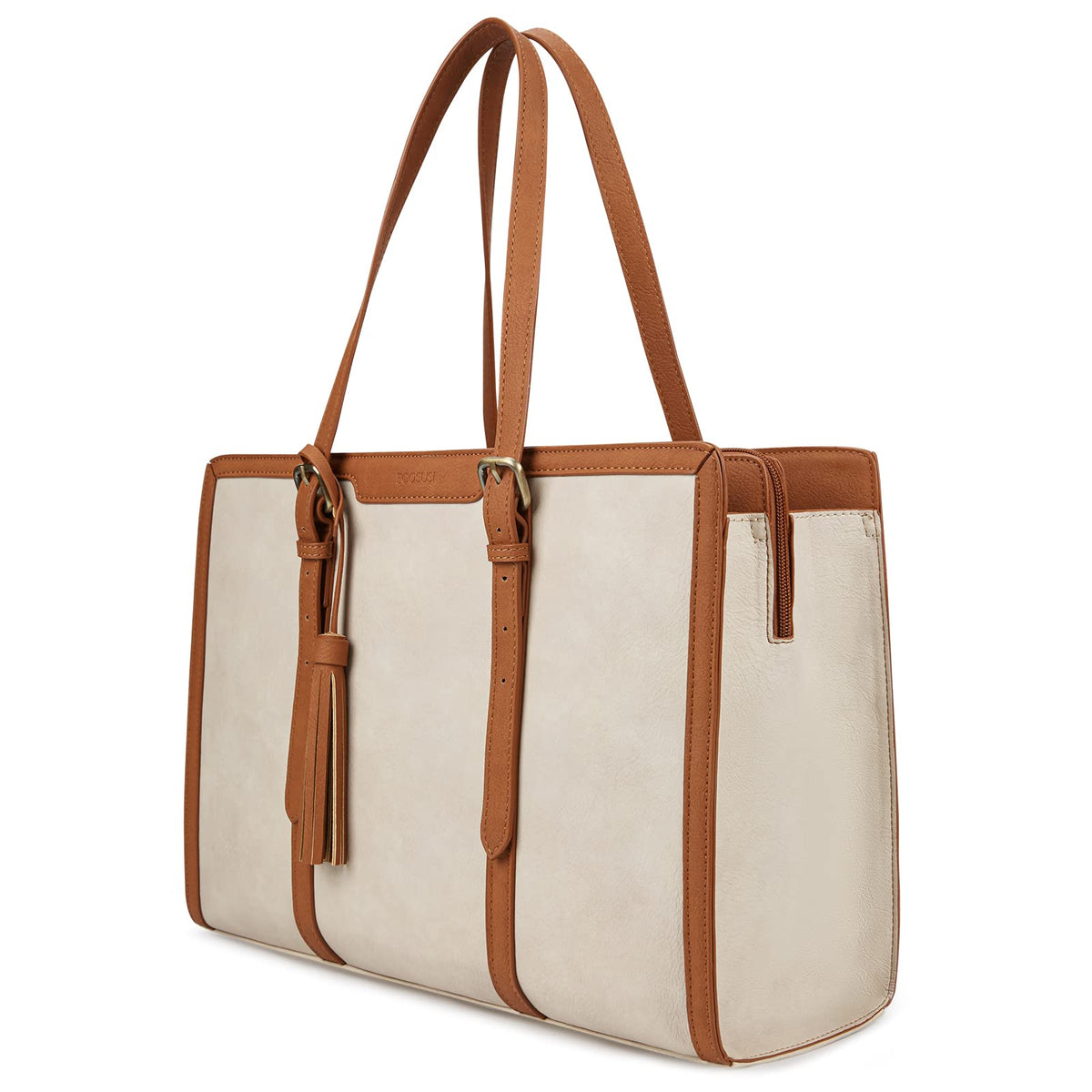 ECOSUSI laptop bag front view shows premium vegan leather and organized space for daily use