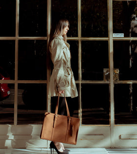 ECOSUSI open bag displaying three compartments and organized essentials
