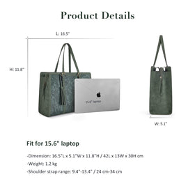ECOSUSI tote beside a 15.6-inch laptop showing fit and scale for travel