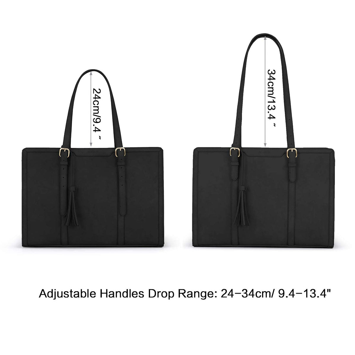 ECOSUSI tote beside notebook showing dimensions and practical size advantage