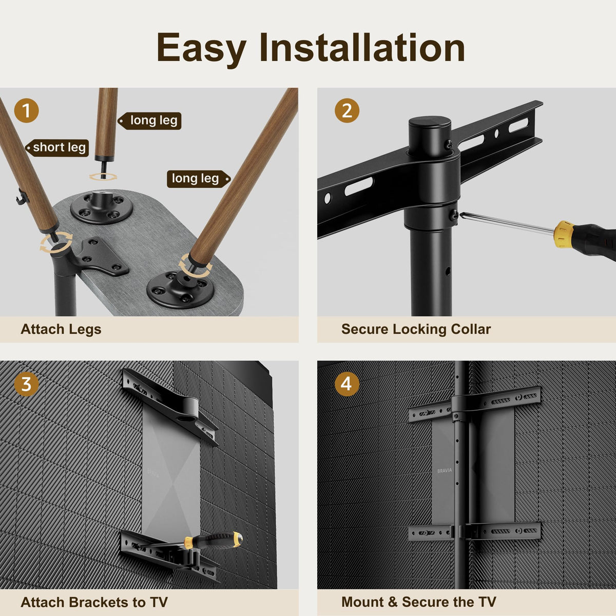 ECOTINY Tripod Easel TV Stand anti-tip strap provides extra stability