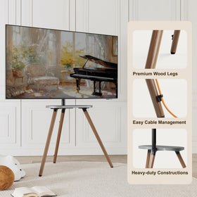 ECOTINY Tripod Easel TV Stand built-in cable management hides wires