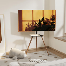 ECOTINY Tripod Easel TV Stand height-adjust feature demonstrated for eye-level viewing