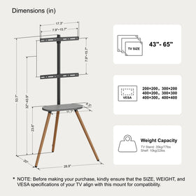 ECOTINY Tripod Easel TV Stand compatible with VESA 400x400 patterns