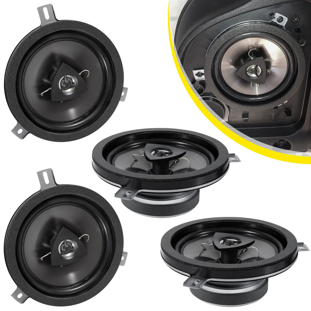 E-cowlboy 4-pack speaker upgrade kit front view for Jeep enhances overall audio clarity.