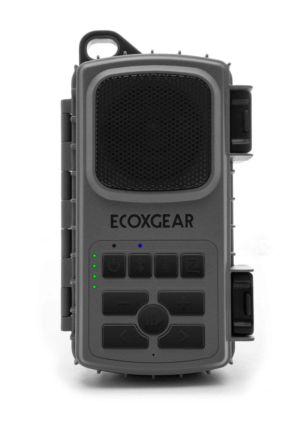 ECOXGEAR EcoExtreme 2 front view showing speaker grille and dry box — durable outdoor audio