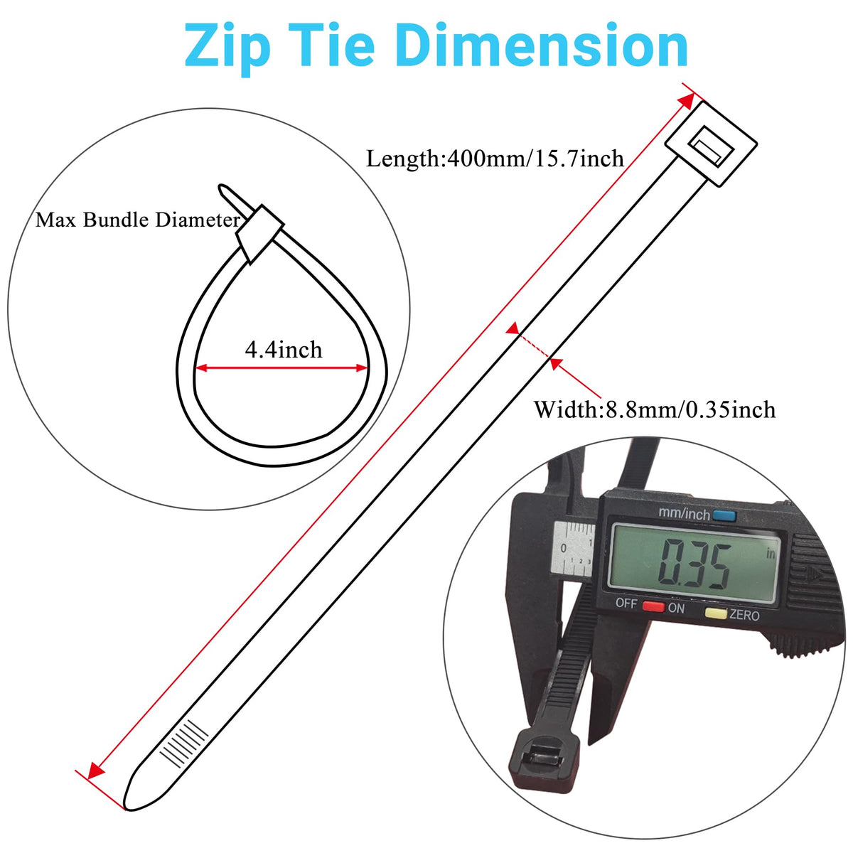 ECRABONE UV-resistant zip ties for indoor and outdoor use with long-lasting performance.