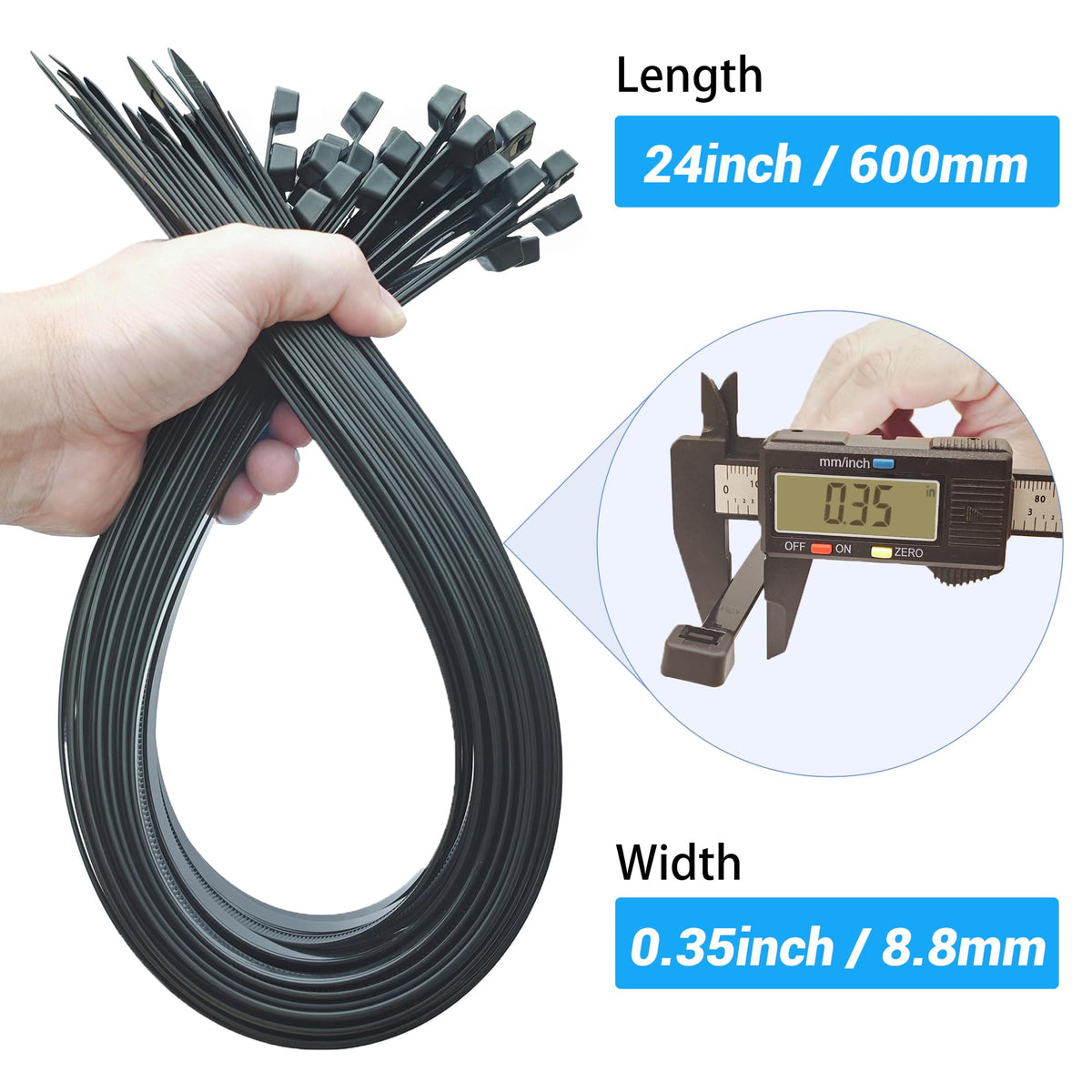 ECRABONE 175 lbs tensile zip tie secures cables reliably.