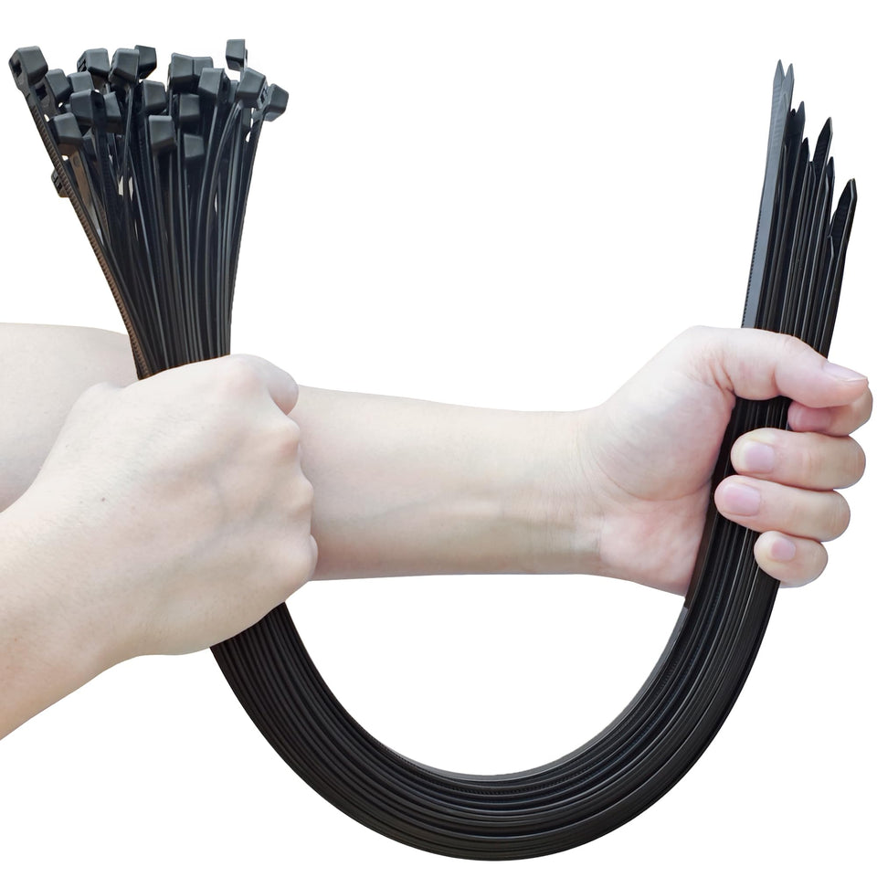 ECRABONE 24-inch black zip tie for heavy-duty organization.