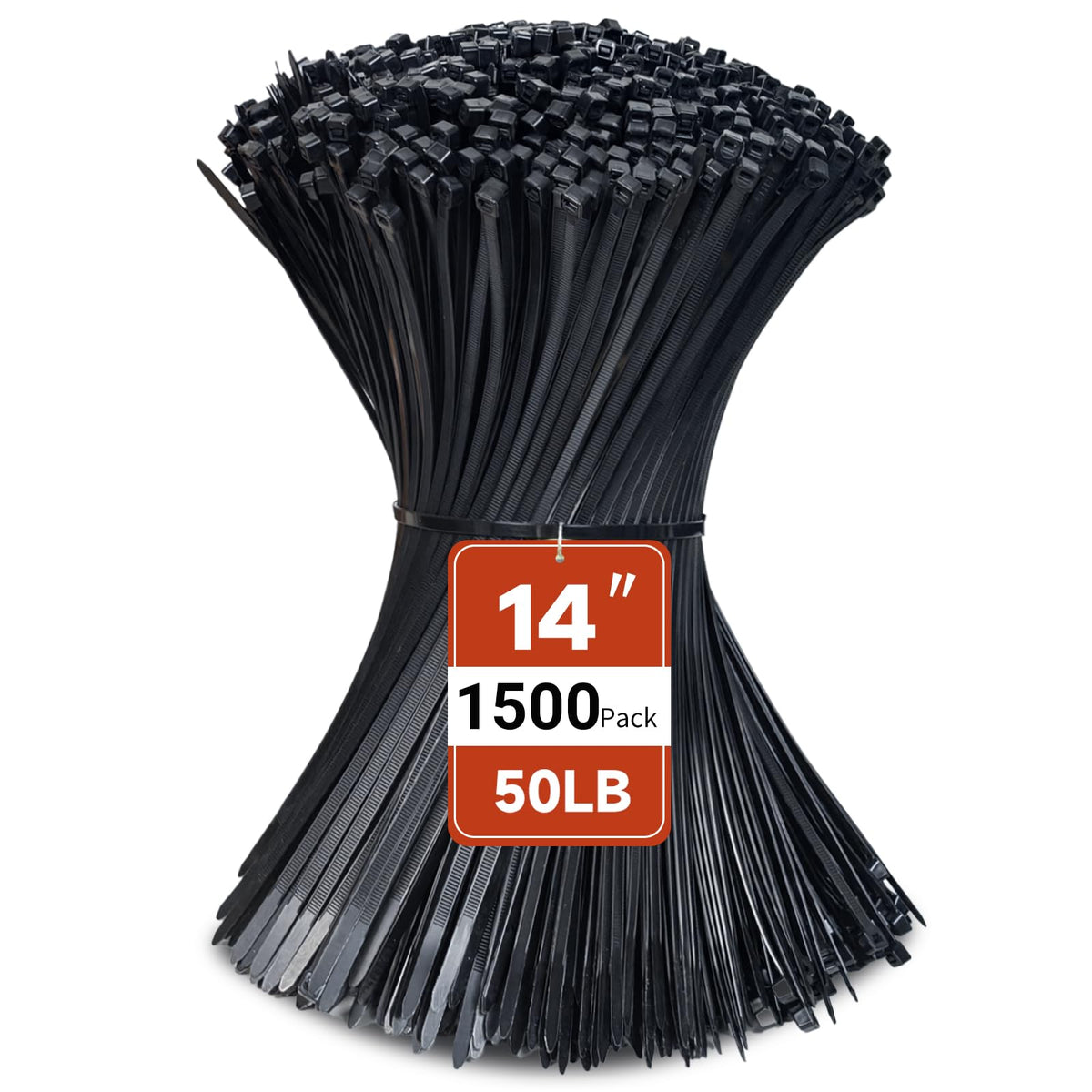 ECRABONE Zip Ties 14-inch 1500-pack secure cables neatly.