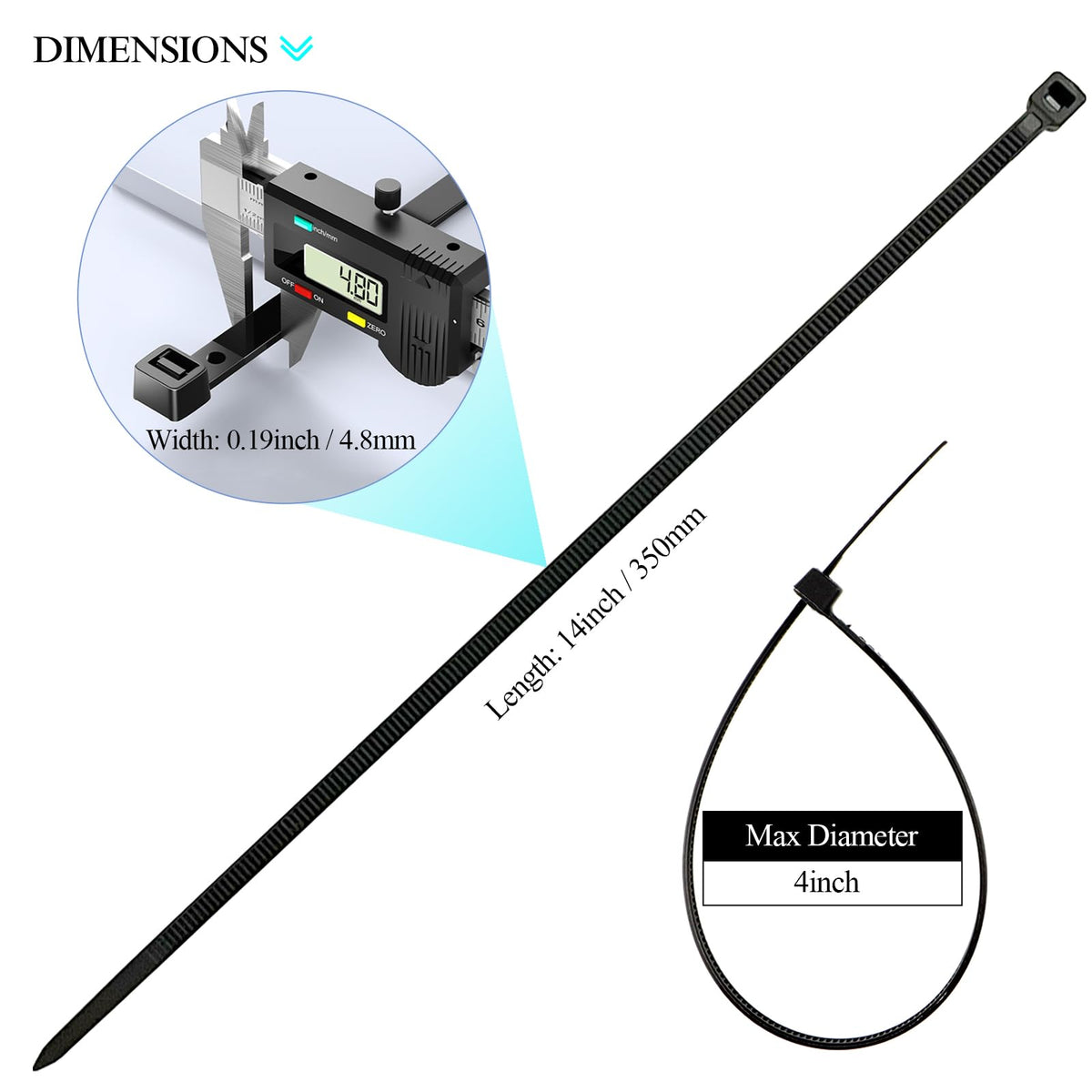 ECRABONE Zip Ties self-locking head enables quick, secure bundling.