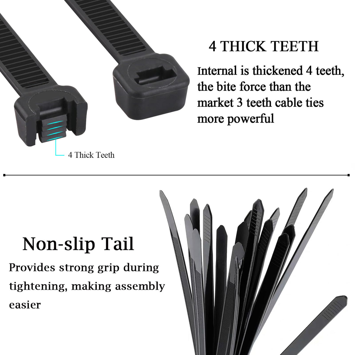 ECRABONE Zip Ties UV-resistant nylon withstand outdoor exposure.