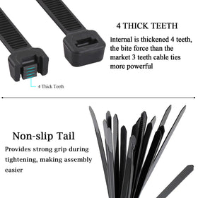 ECRABONE Zip Ties UV-resistant nylon withstand outdoor exposure.