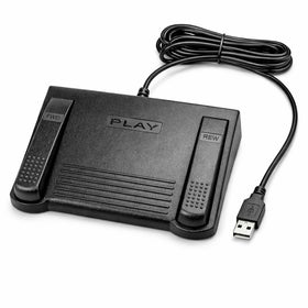 ECS IN-USB-1 front view shows Infinity design for hands-free transcription control