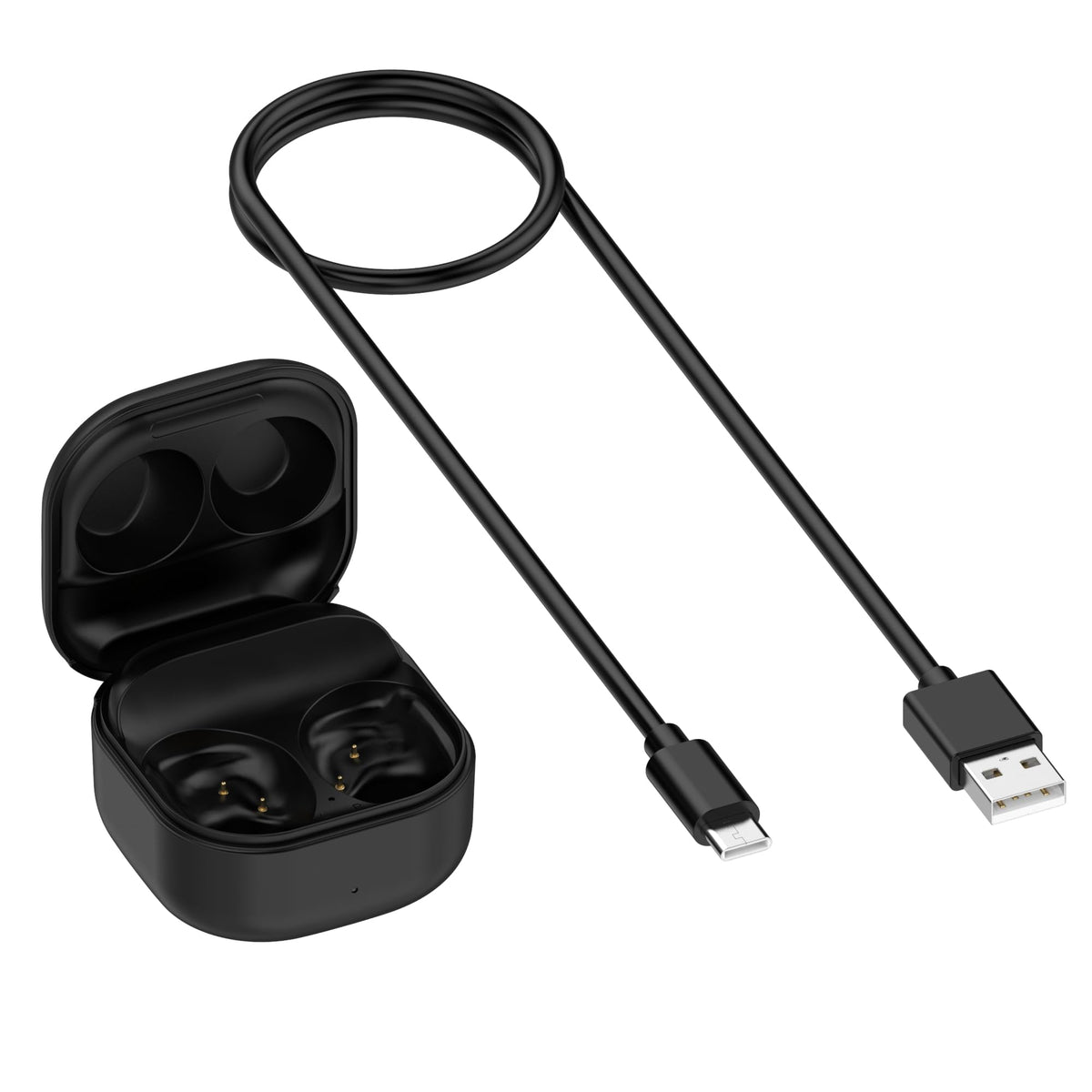 E ECSEM Buds FE charging case front view with USB-C for portable power
