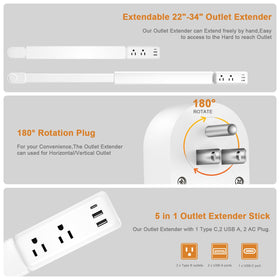 EDIEBE top ledge and ports displaying USB-C, USB-A, and AC outlets for charging