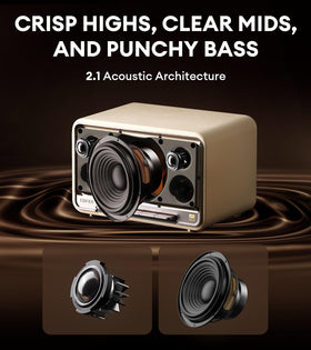 Edifier D32 dual silk-dome tweeters and 4 inch driver for clear highs.