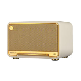 Edifier D32 front view on a desk delivers balanced desktop audio.